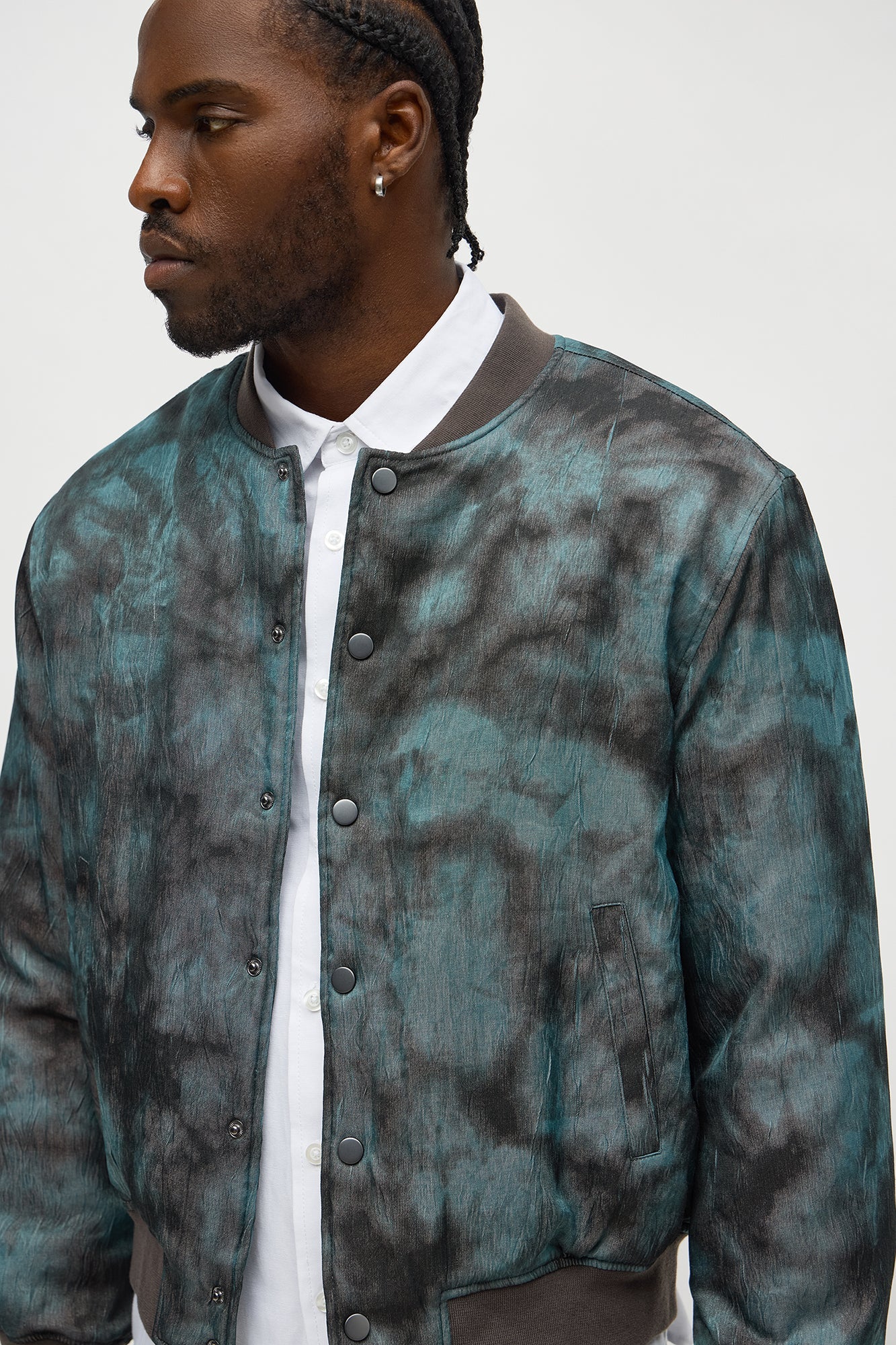 In The Trenches Iridescent Bomber Jacket - Blue/combo