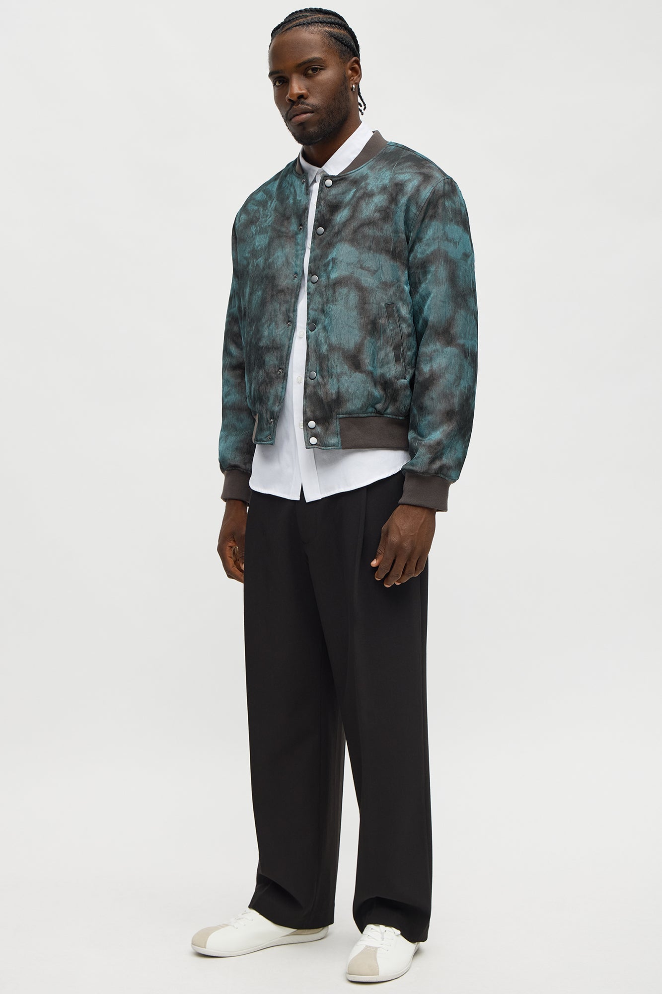 In The Trenches Iridescent Bomber Jacket - Blue/combo