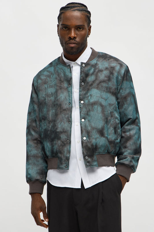 In The Trenches Iridescent Bomber Jacket - Blue/combo