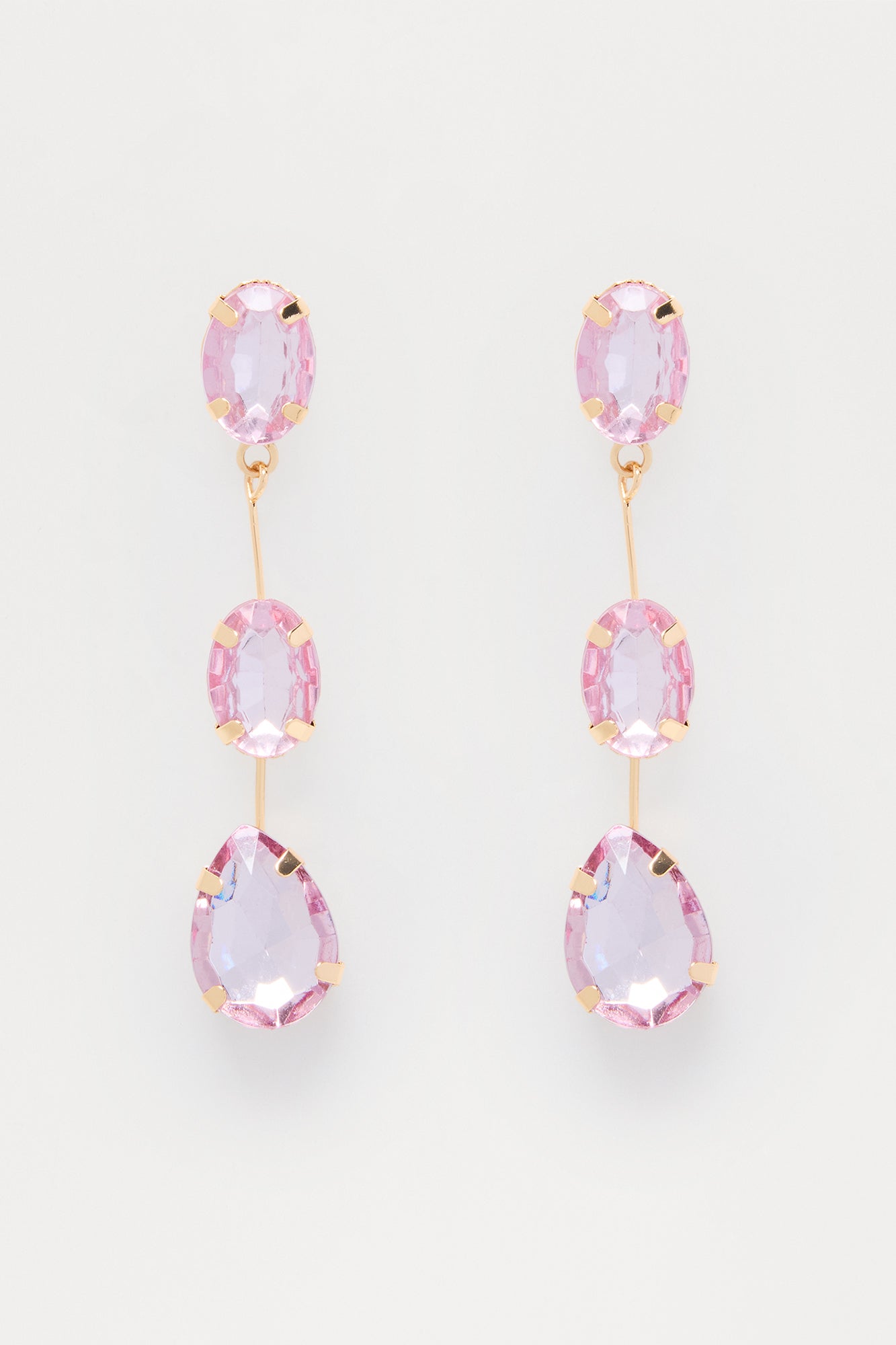 Ready Or Not Rhinestone Drop Earrings - Rose Gold