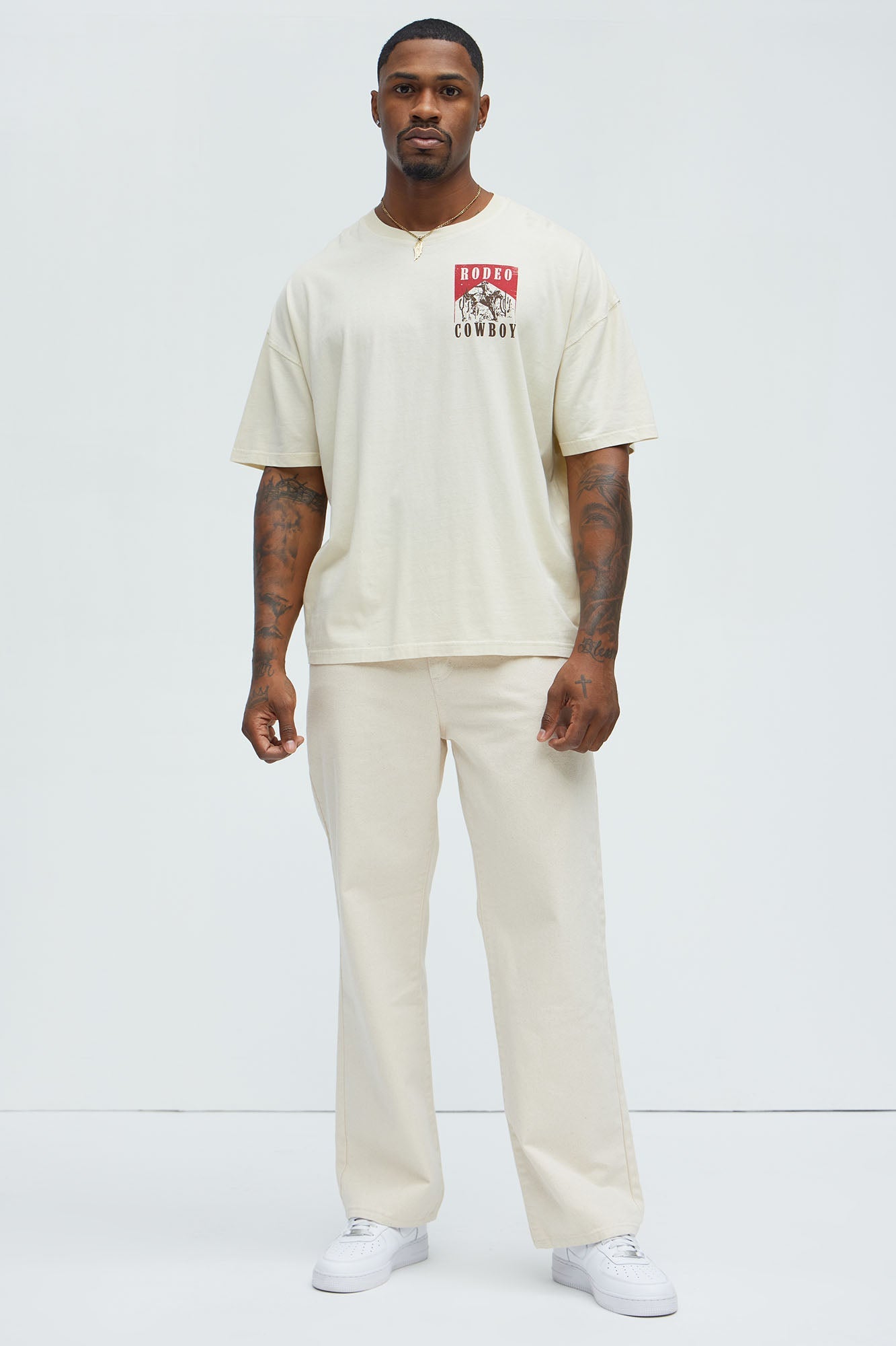 Rodeo Cowboy Oversized Short Sleeve Tee - Cream