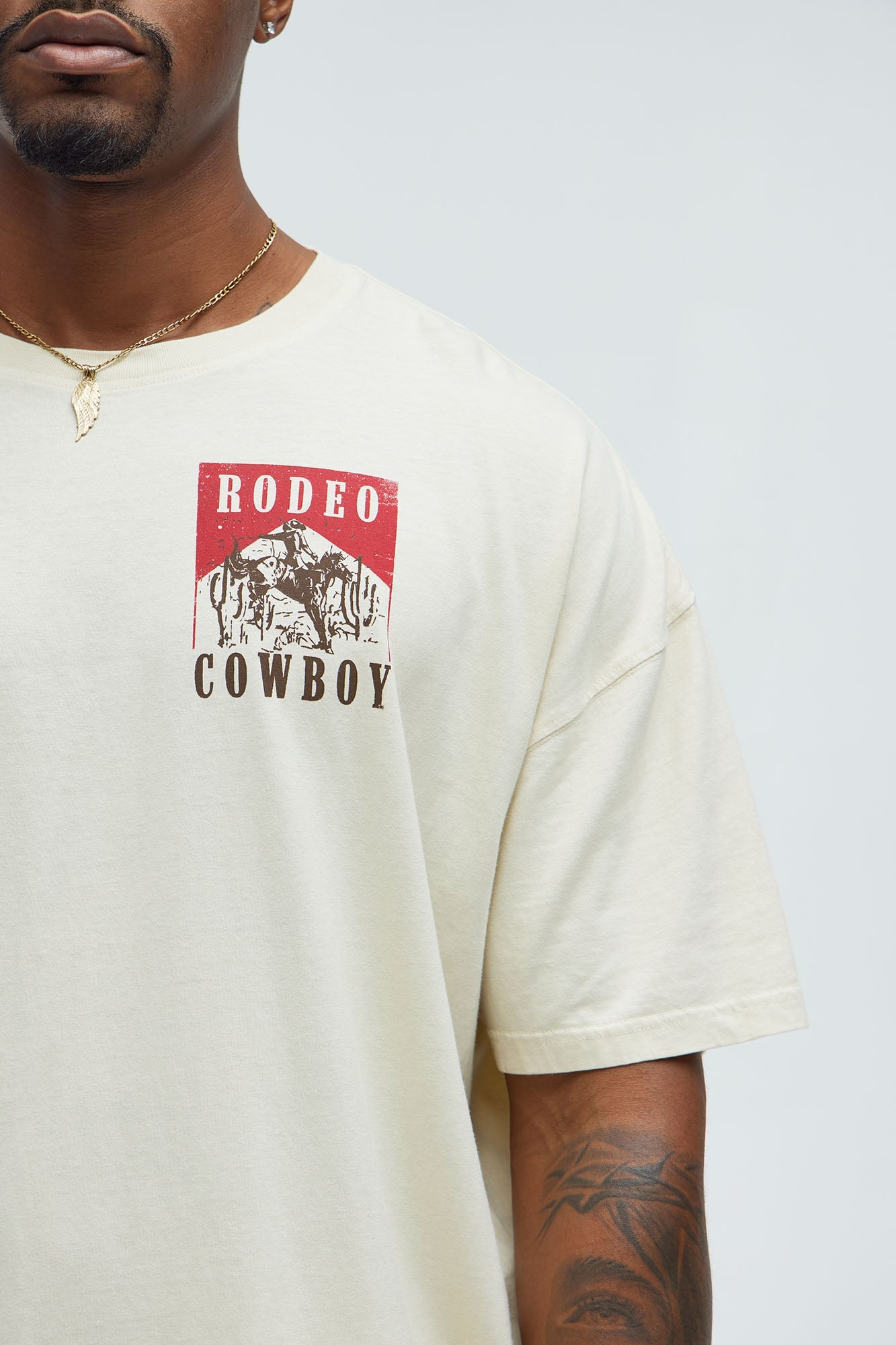 Rodeo Cowboy Oversized Short Sleeve Tee - Cream