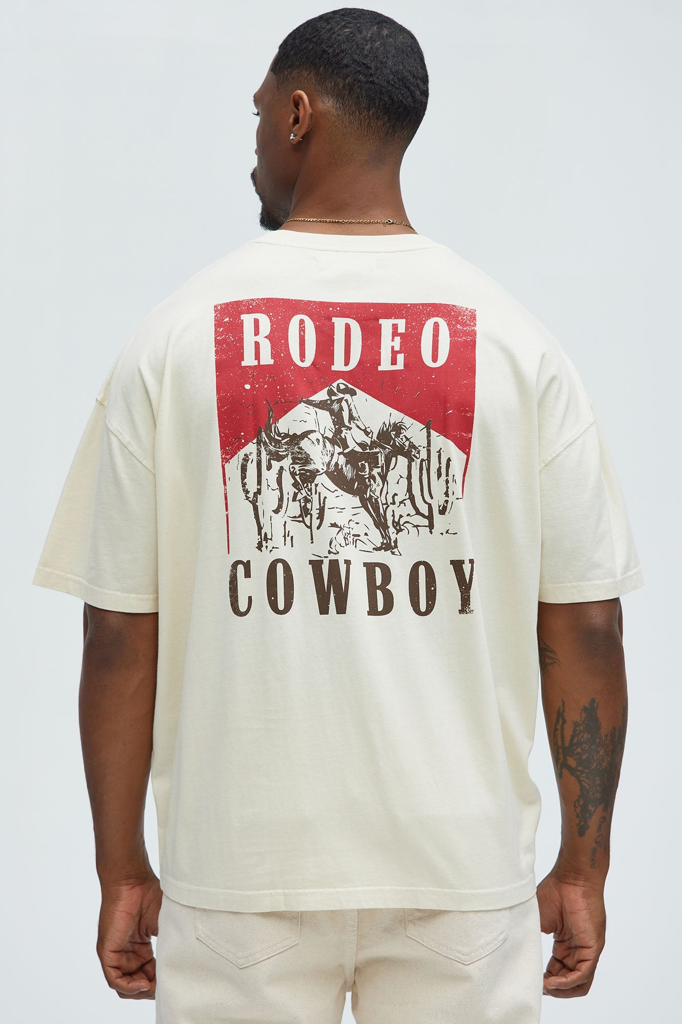 Rodeo Cowboy Oversized Short Sleeve Tee - Cream