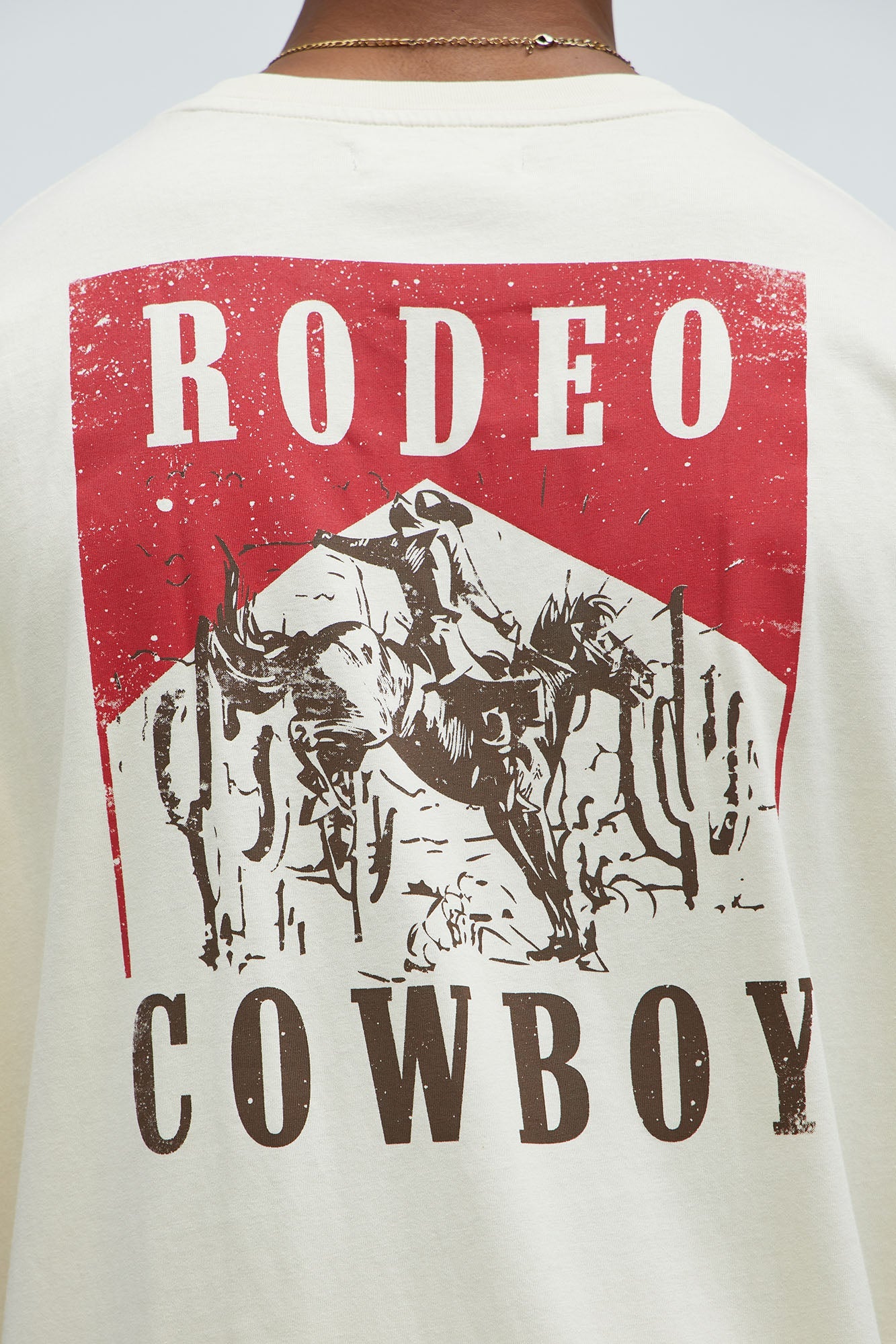 Rodeo Cowboy Oversized Short Sleeve Tee - Cream