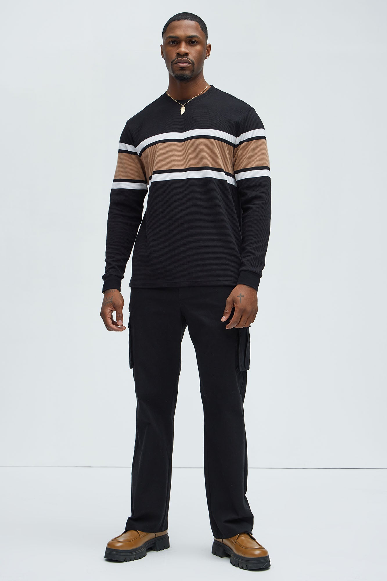 Keep It Classy Textured Long Sleeve Tee - Black/combo