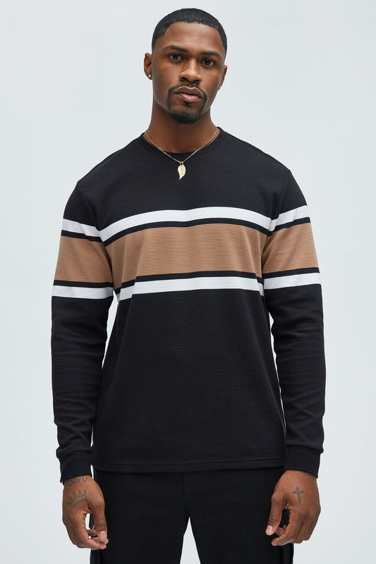 Keep It Classy Textured Long Sleeve Tee - Black/combo