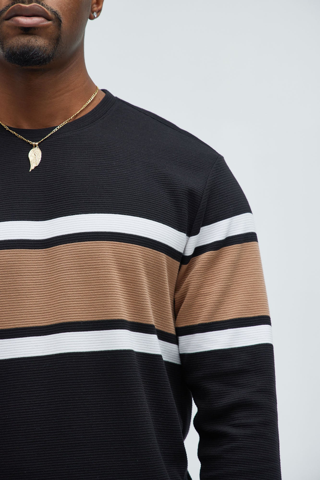 Keep It Classy Textured Long Sleeve Tee - Black/combo