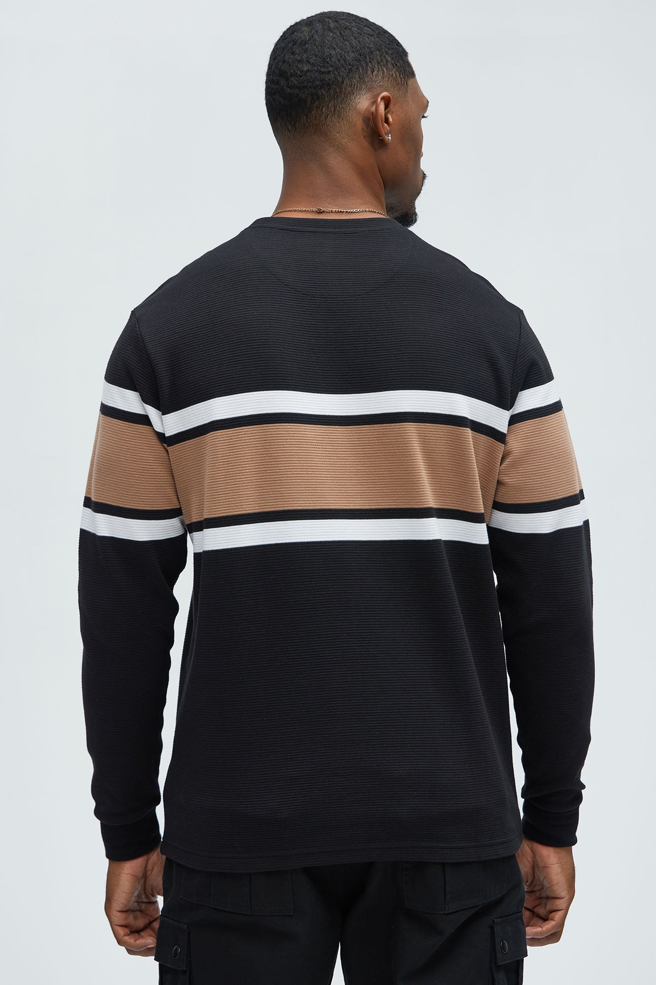 Keep It Classy Textured Long Sleeve Tee - Black/combo