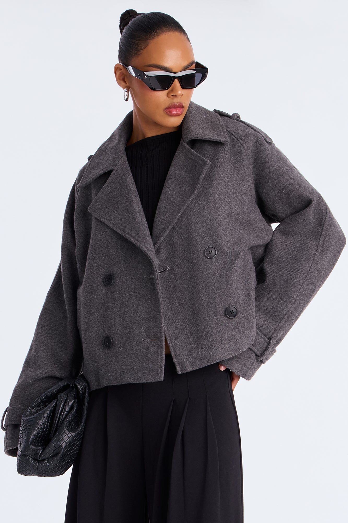 Emily Cropped Trench - Charcoal