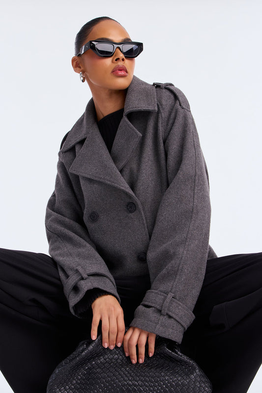 Emily Cropped Trench - Charcoal