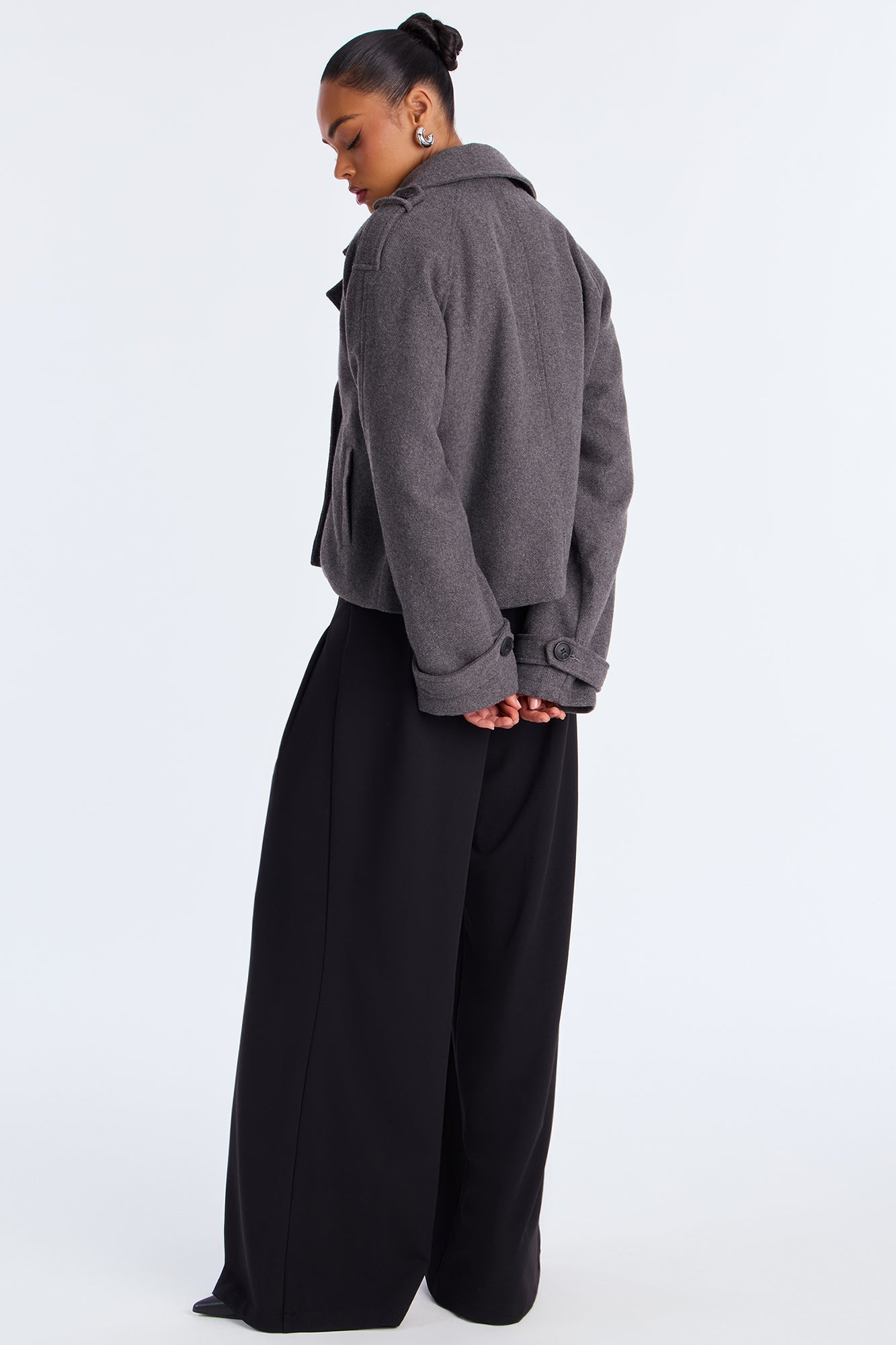 Emily Cropped Trench - Charcoal