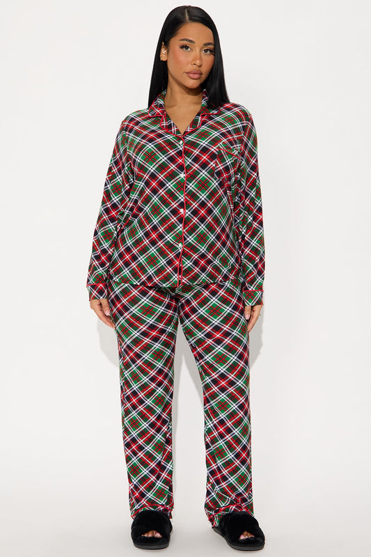 Happy Together Matching Family Long Sleeve PJ Pant Set - Green/combo