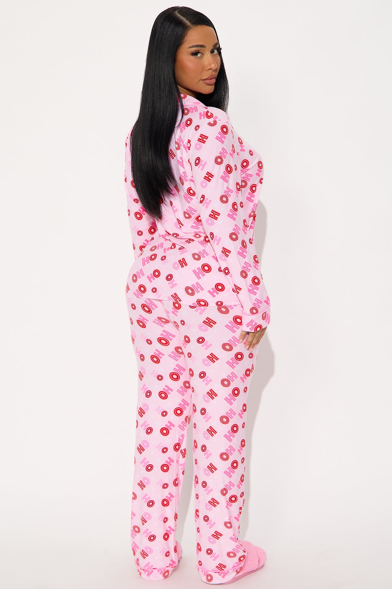 HoHoHo 3 Piece Long Sleeve PJ Pant Set - Pink