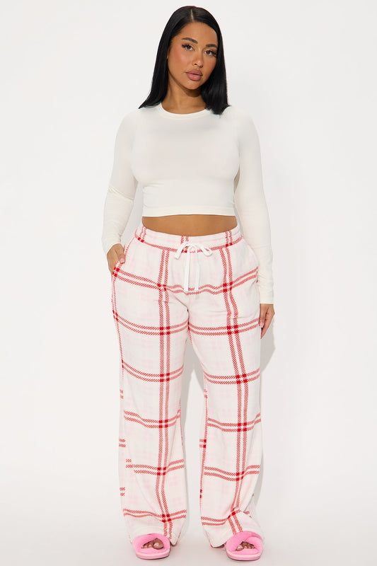 Cozy Cuddles Plush PJ Pants - White/combo