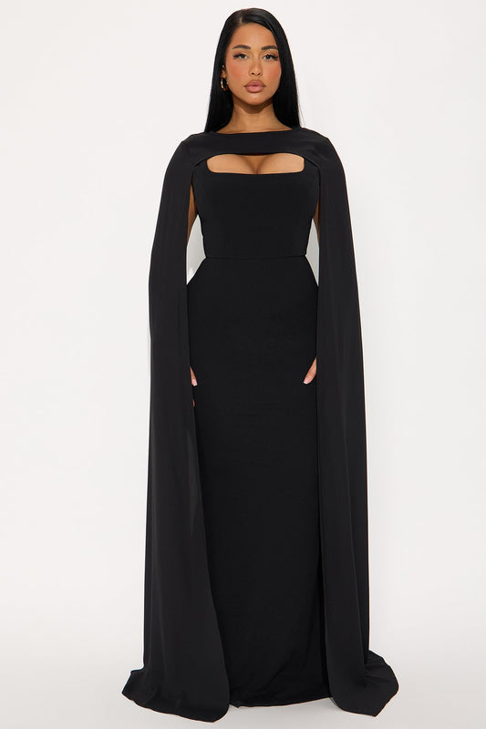 Soft Hearts Maxi Gown - Black
