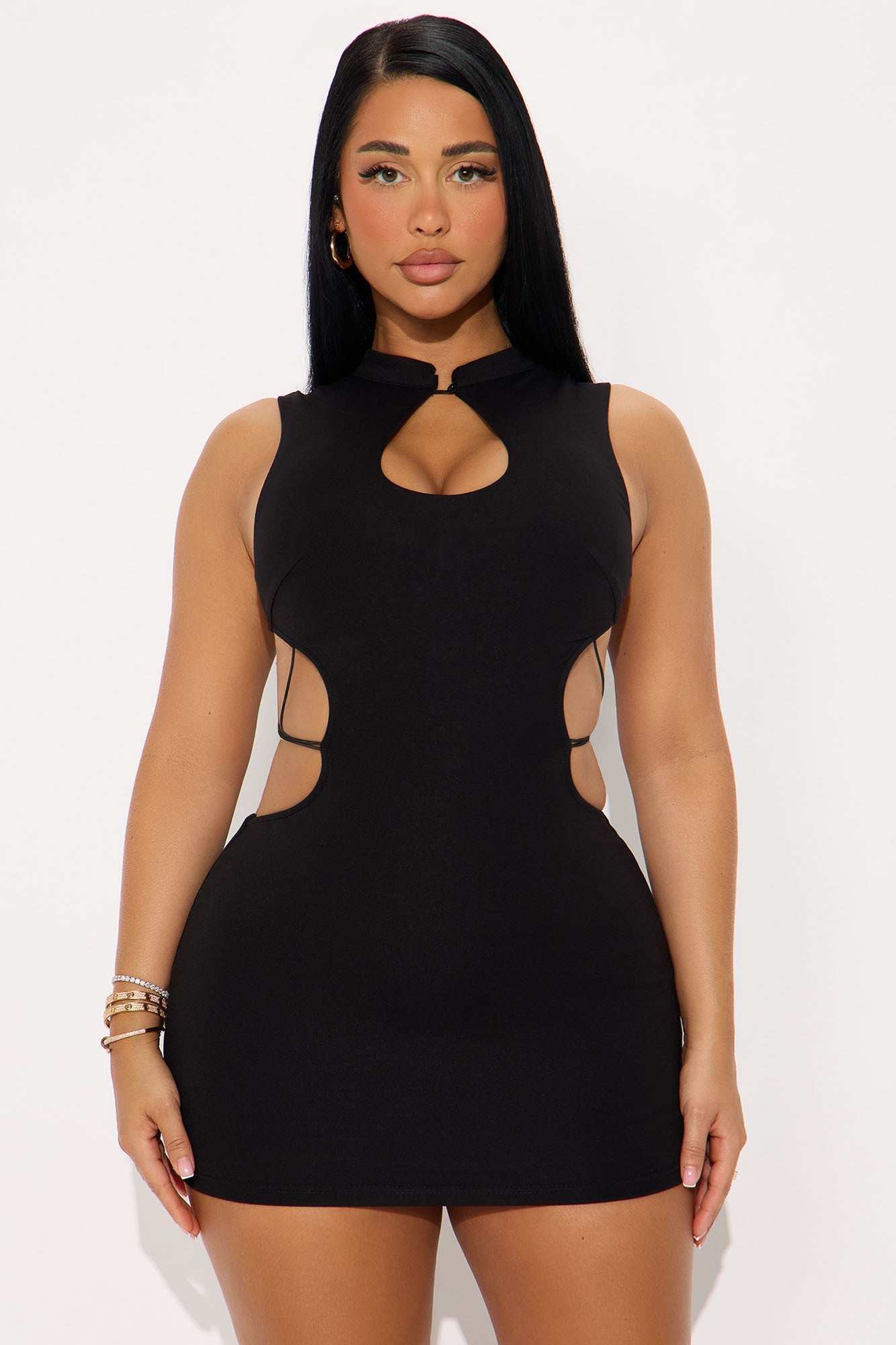 Mari Backless Strap Butterfly Mini Dress - Black