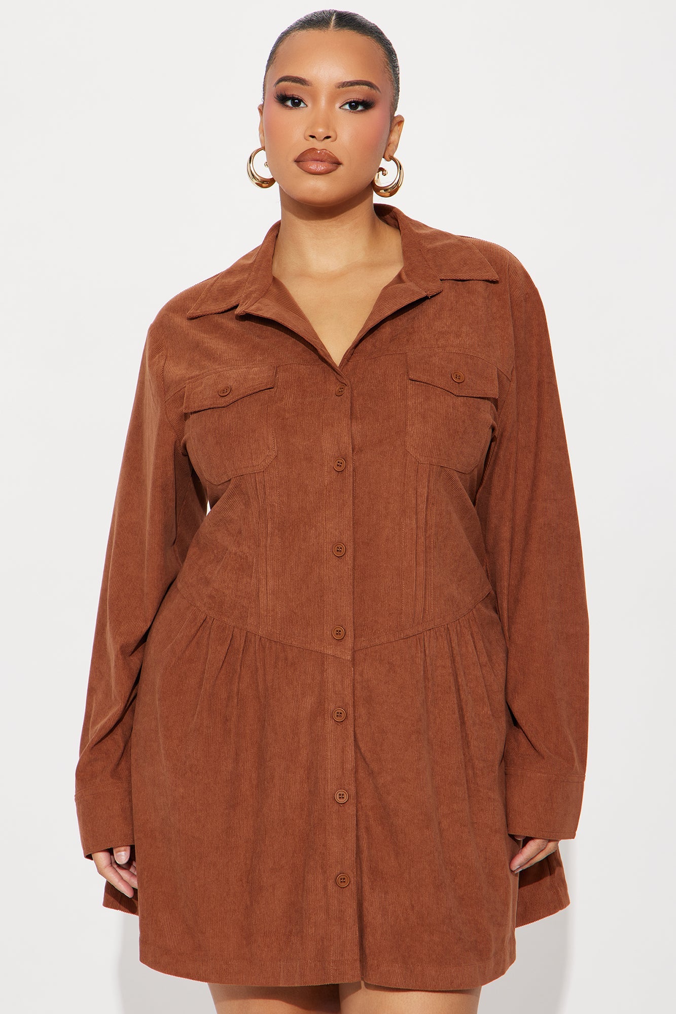 Andrea Corduroy Mini Dress - Rust