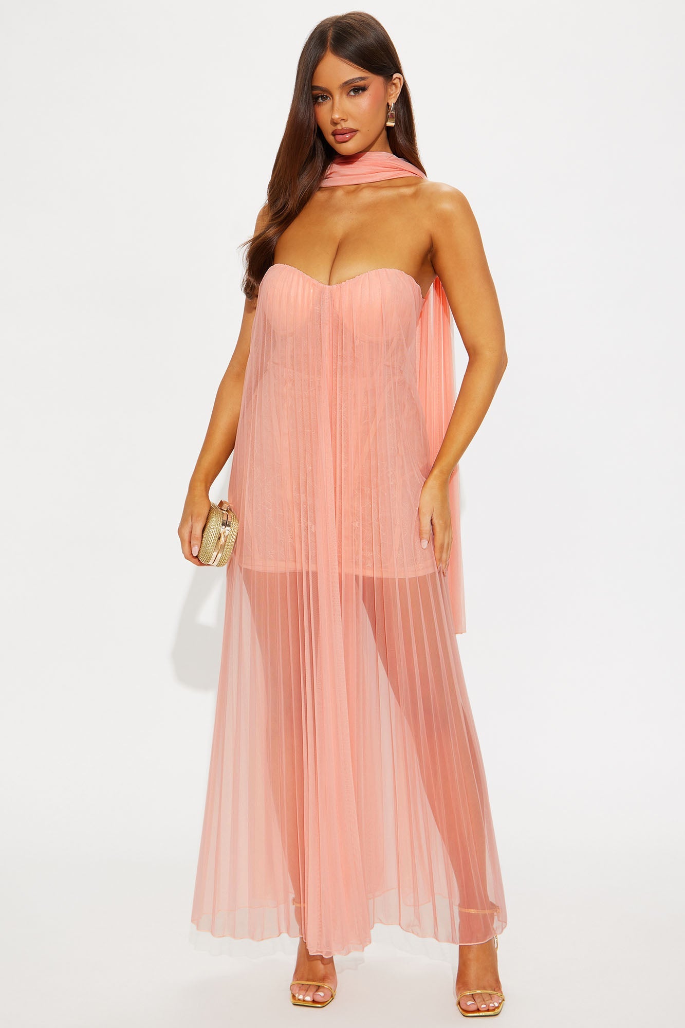 Graceful Kiss Mesh Gown - Pink