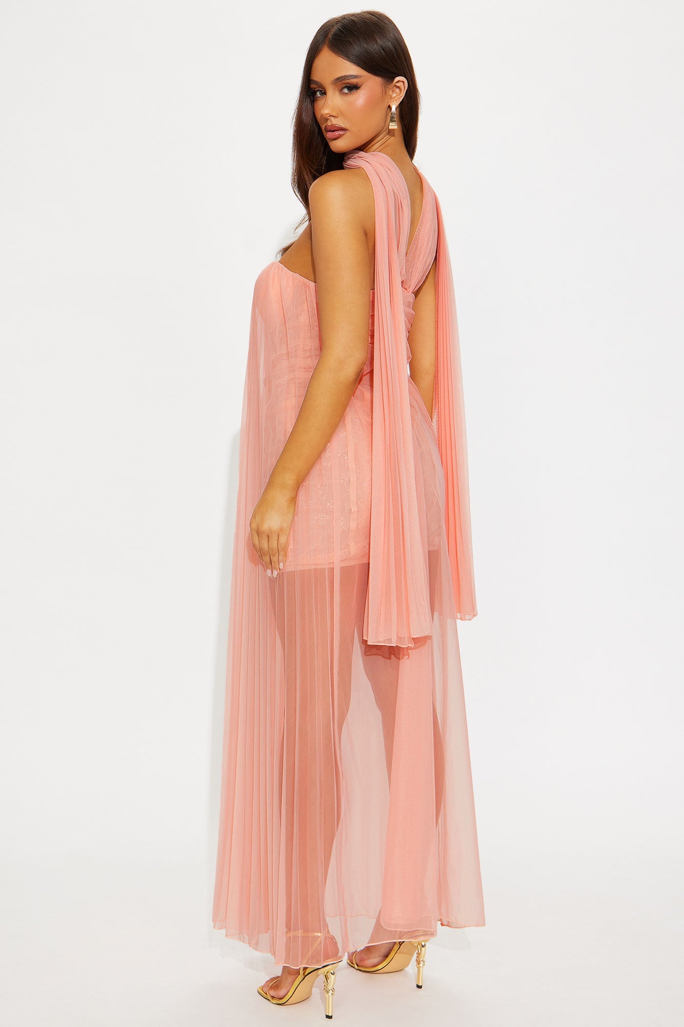 Graceful Kiss Mesh Gown - Pink