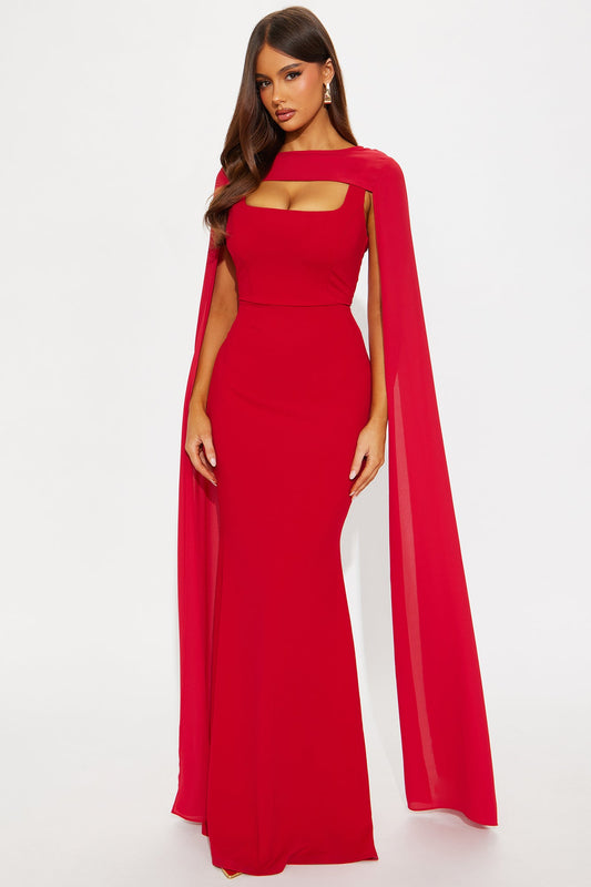Soft Hearts Maxi Gown - Red
