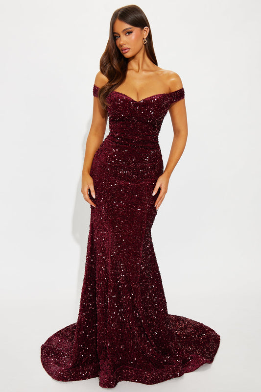 Alora Sequin Maxi Gown - Purple