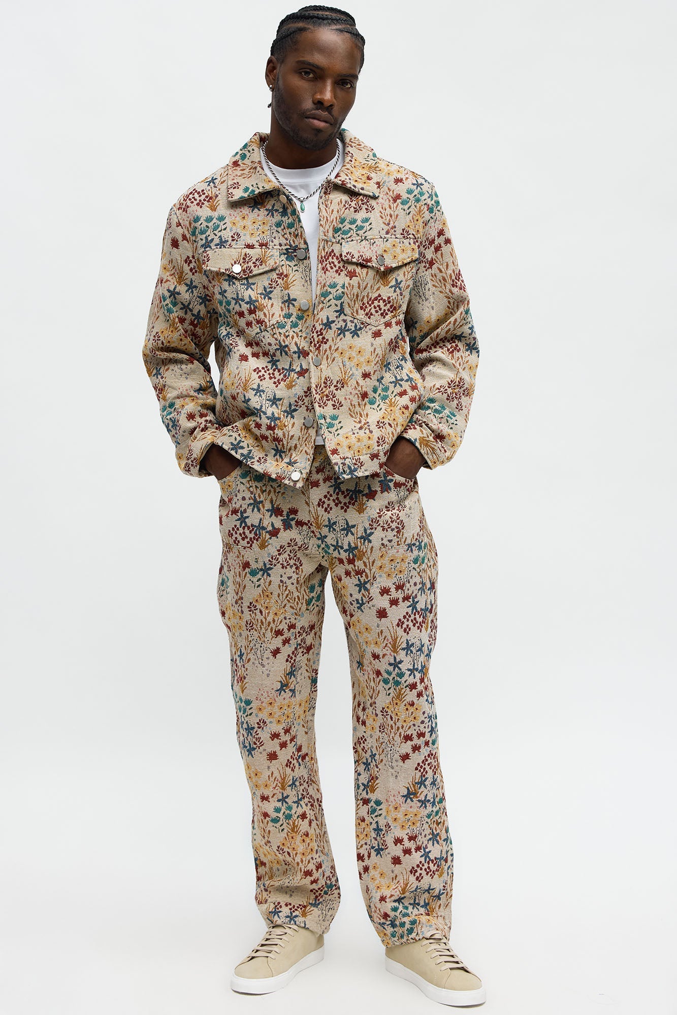 Straight Garden Tapestry Carpenter Pant - Tan/Multi