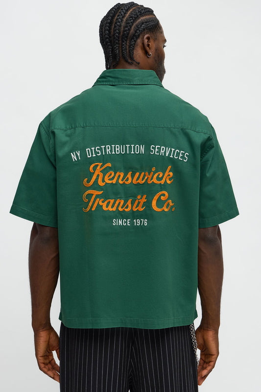 Kenswik Short Sleeve Button Up Shirt - Olive