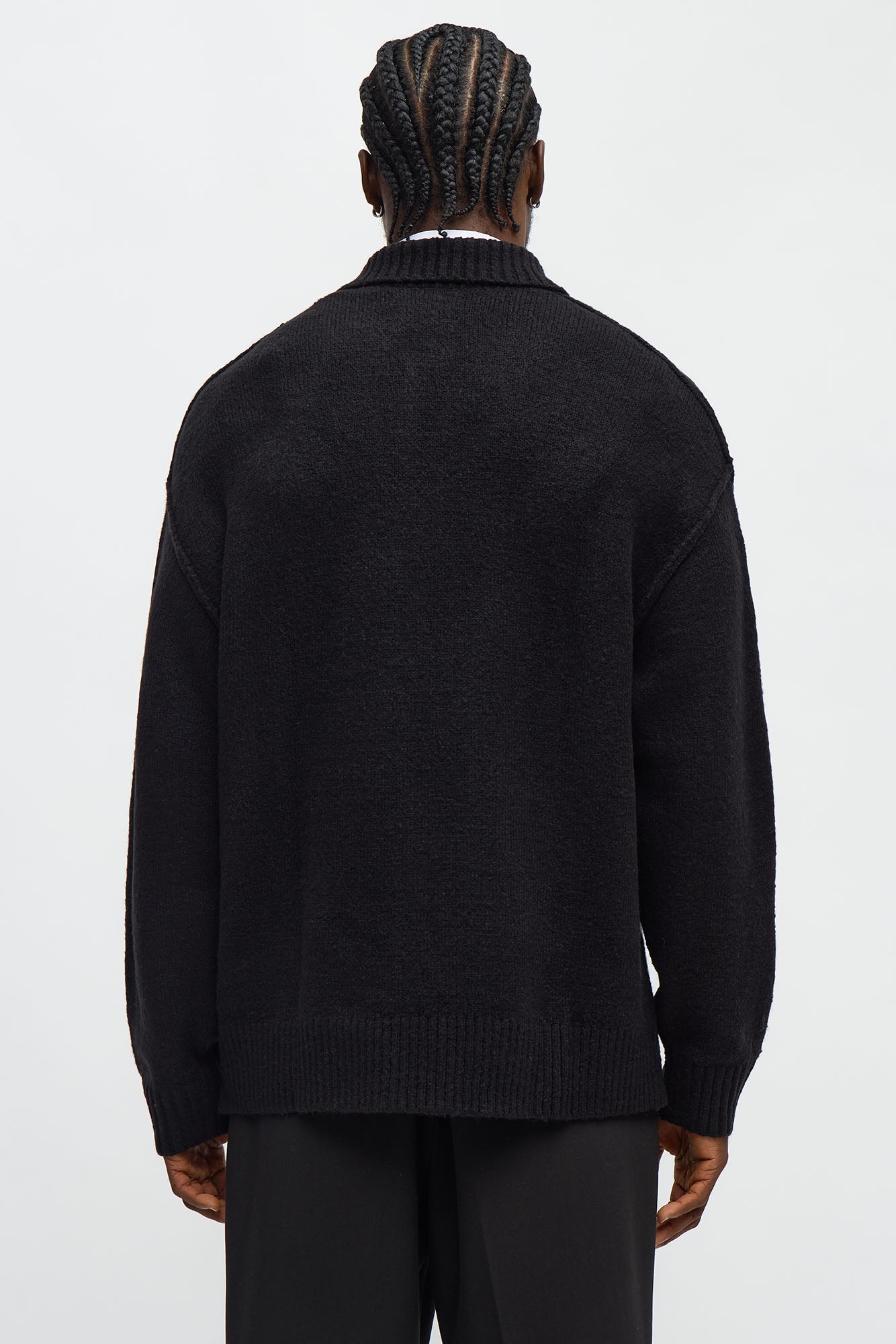 Oversized Polo Sweater - Black