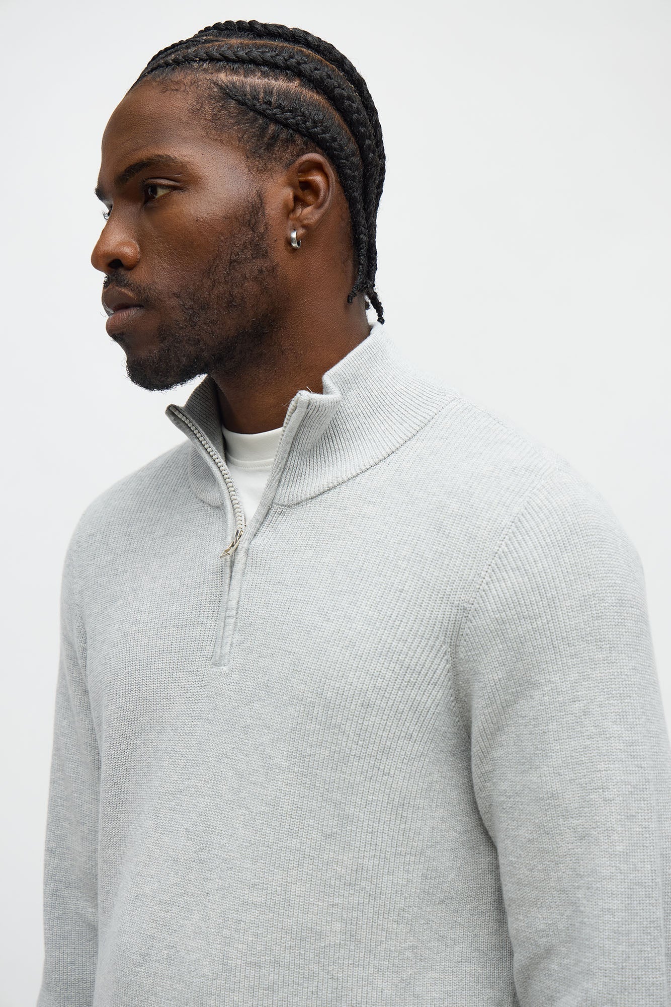 Shawn Quarter Zip Sweater - Heather Grey