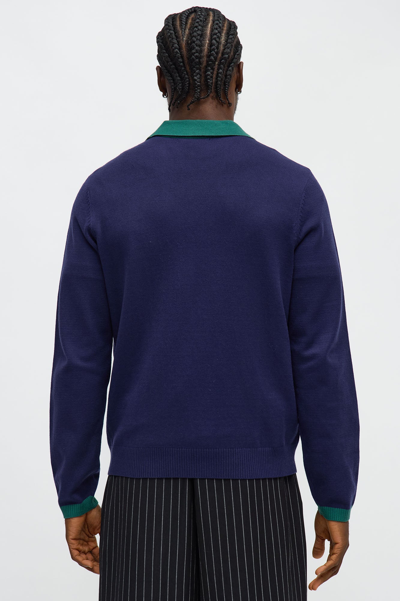 Luxury League Lightweight Knit Long Sleeve Polo - Navy/combo