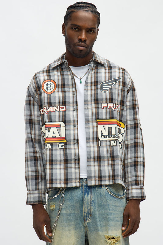 Saints Racing Printed Flannel - Taupe/combo