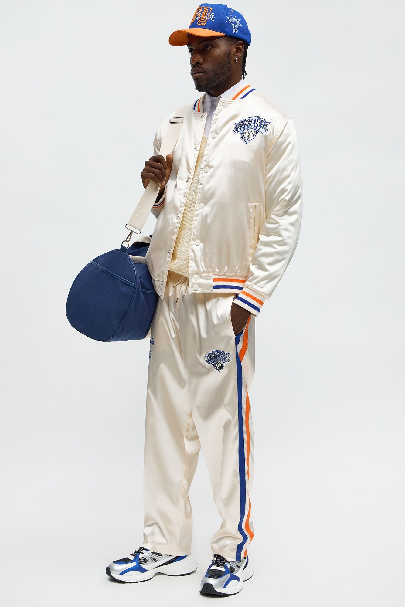 Knicks Night Drift Satin Straight Pants - Off White/combo