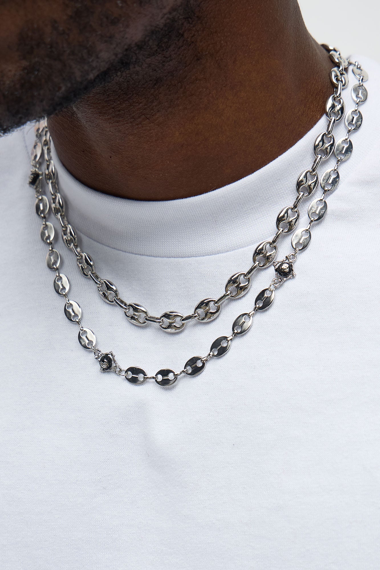 8 Ball Mariner Necklace Set - Silver