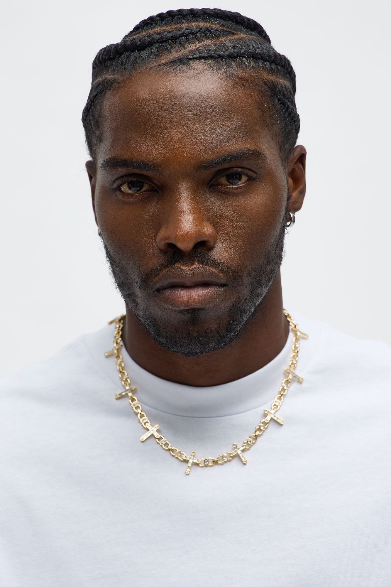 Baguette Cross Link Necklace - Gold