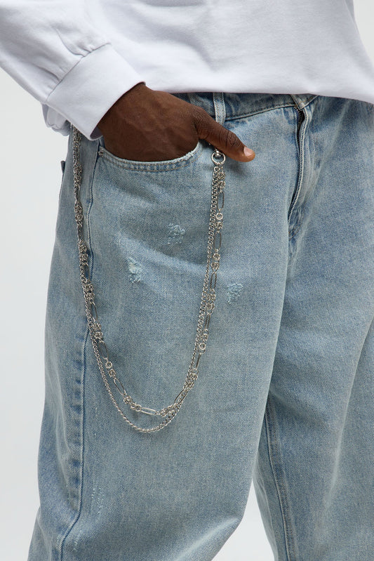 Front Row Stacked Pant Chain - Silver