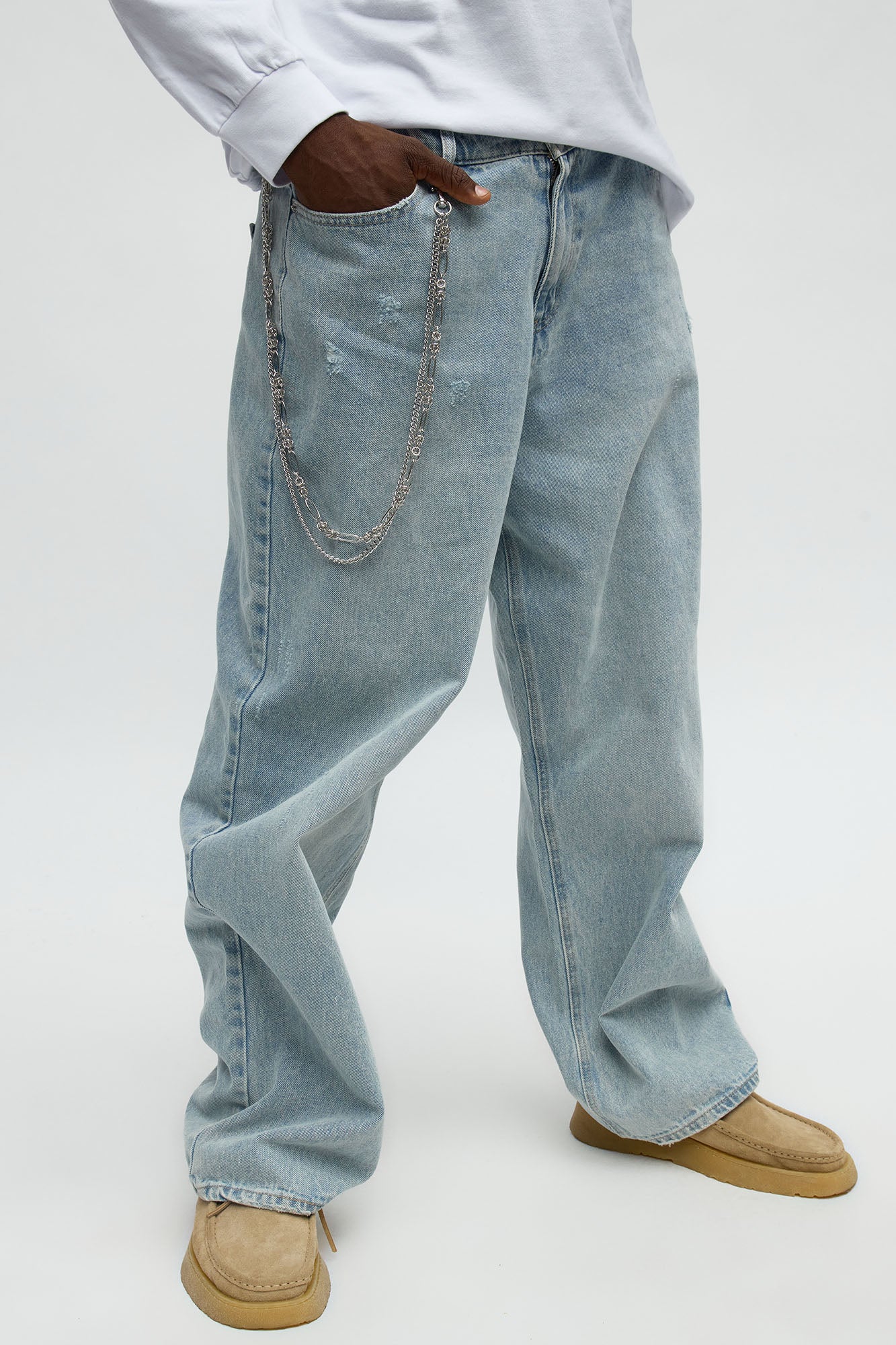 Front Row Stacked Pant Chain - Silver