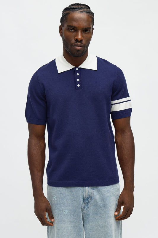 Relaxed Harbor Hill Colorblock Polo - Navy/combo