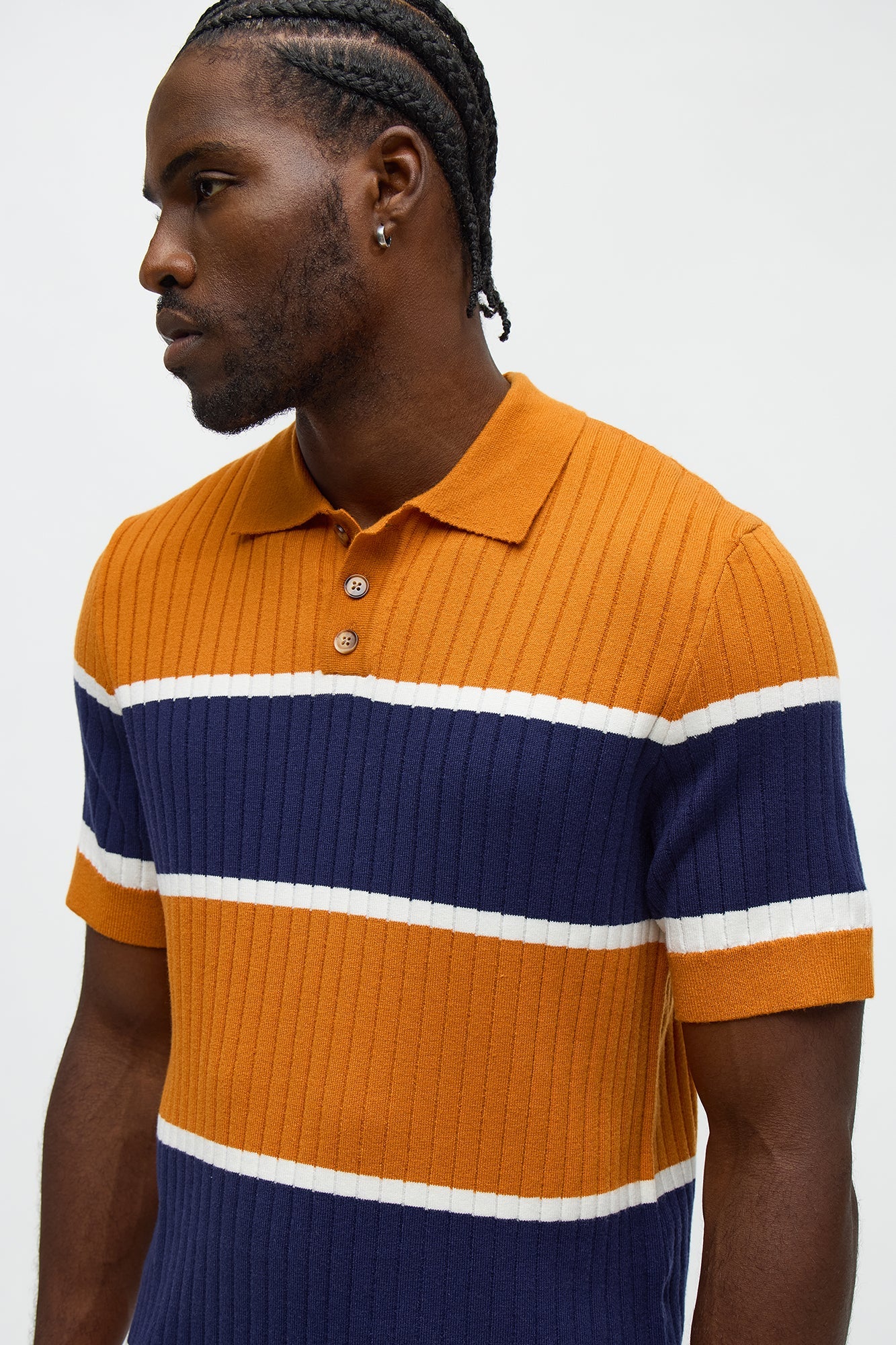 Belmont Ribbed Polo Shirt - Orange/combo