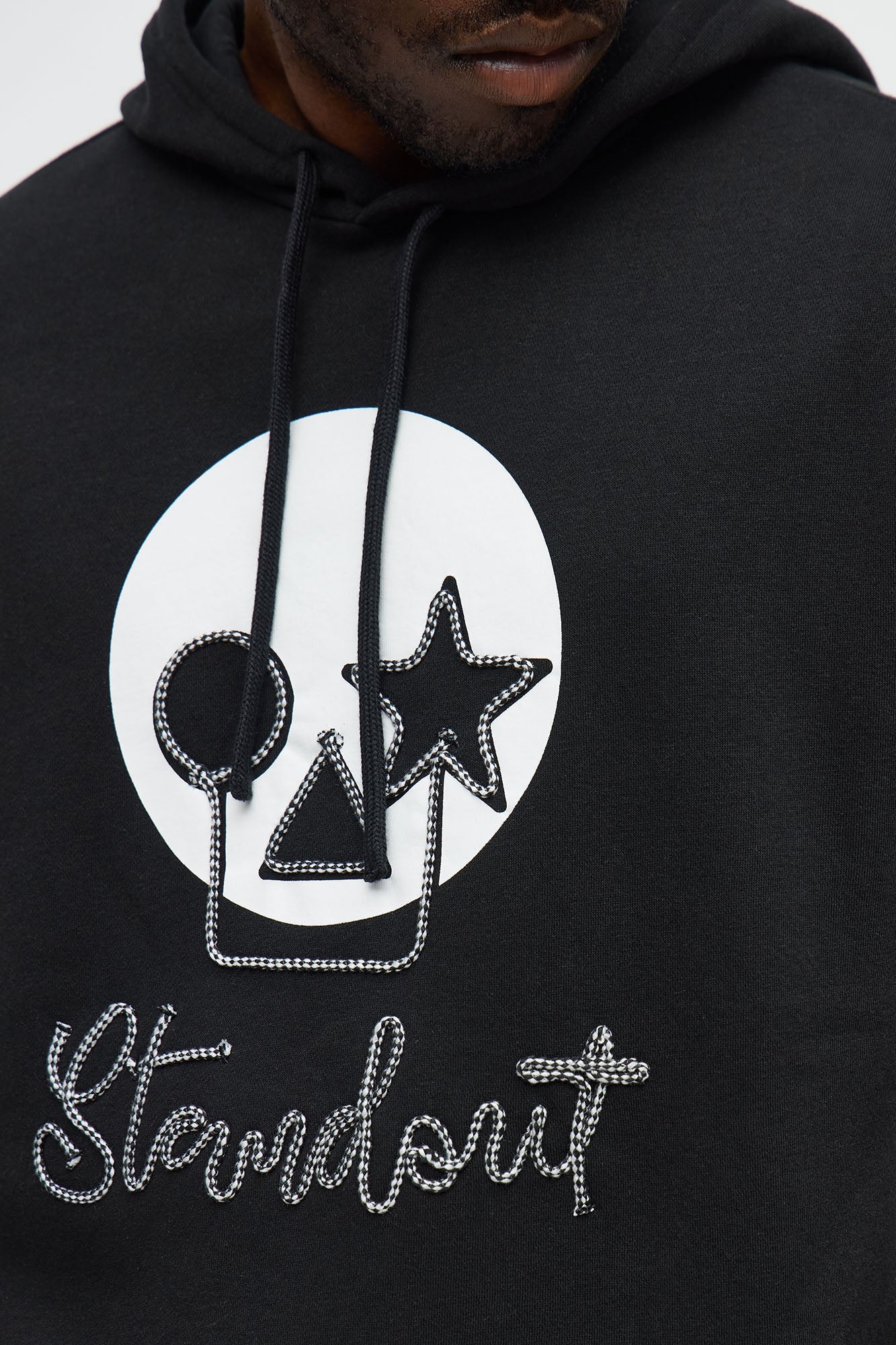 Standout Cording Short Sleeve Hoodie - Black