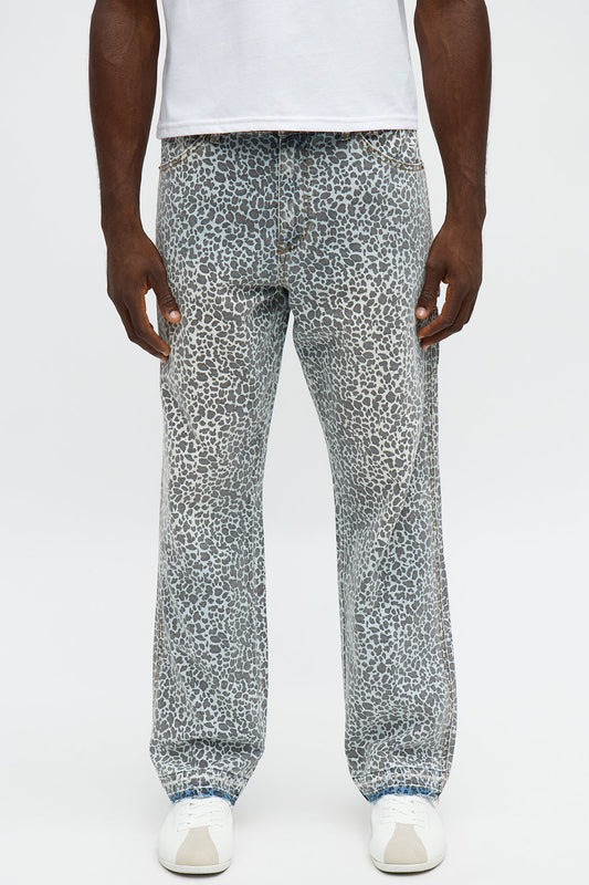 Slim Spot Me Out Leopard Jeans - Blue