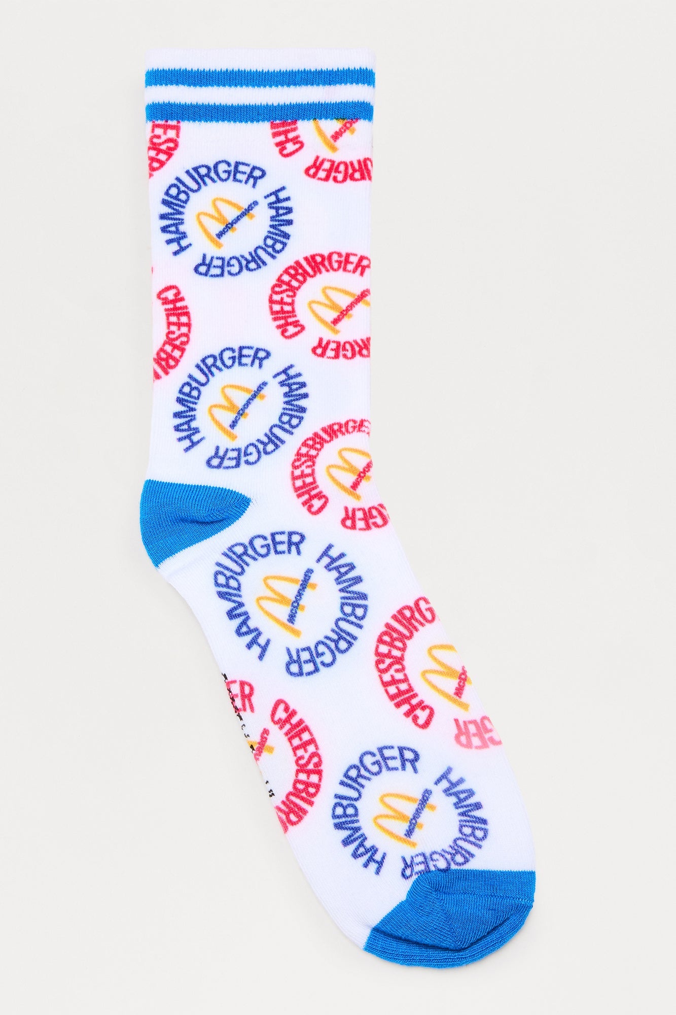 McDonalds Crew Ribbed Cuff Socks - White/Blue