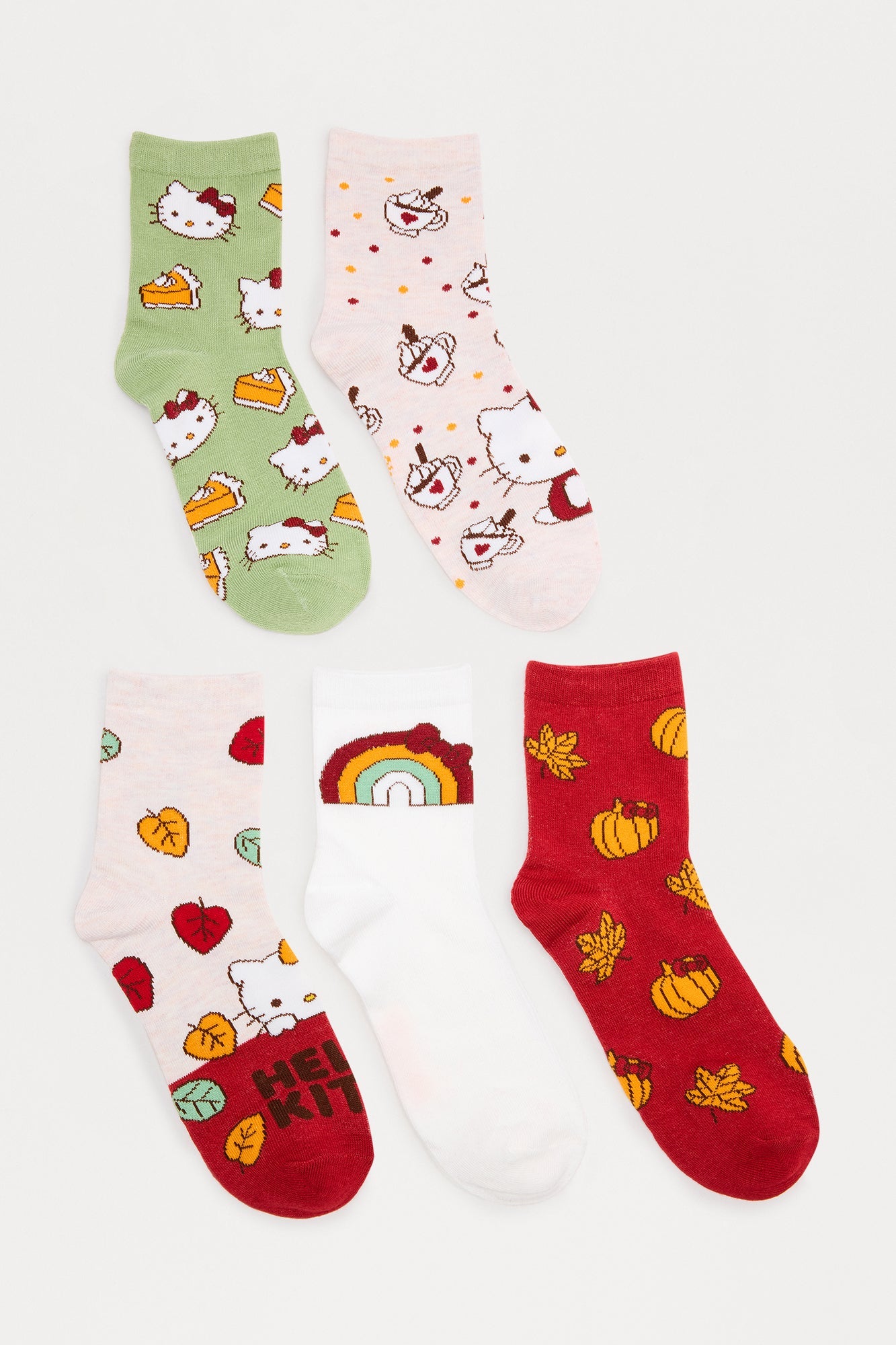 Fall Season Hello Kitty 5 Pack Socks - Multi Color