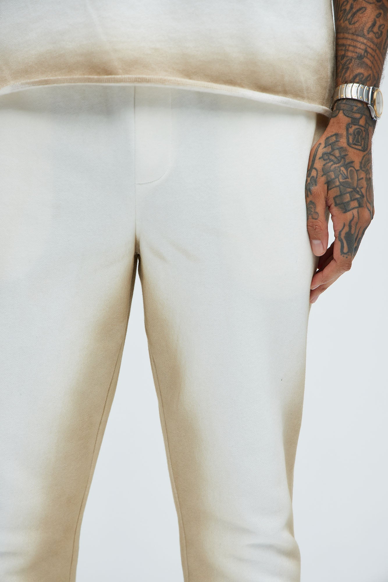 Tyson Blurred Lines Skinny Flare Sweatpants - Cream