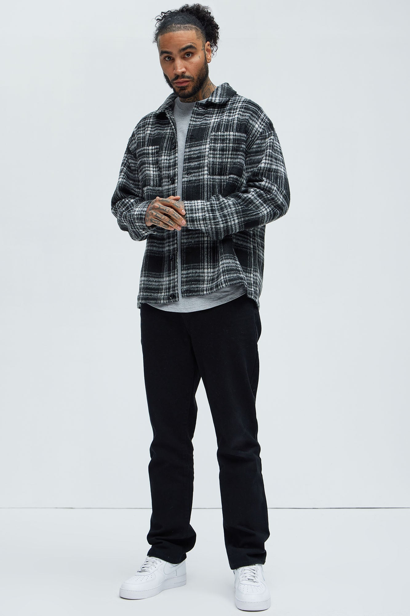 Agua Plaid Shacket - Black/White