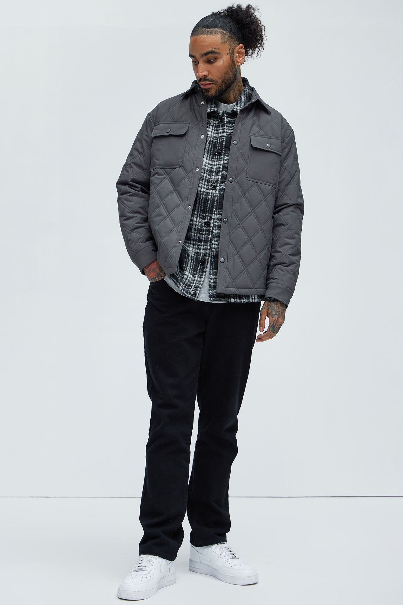 Auburn Quilted Shirt Jacket - Charcoal