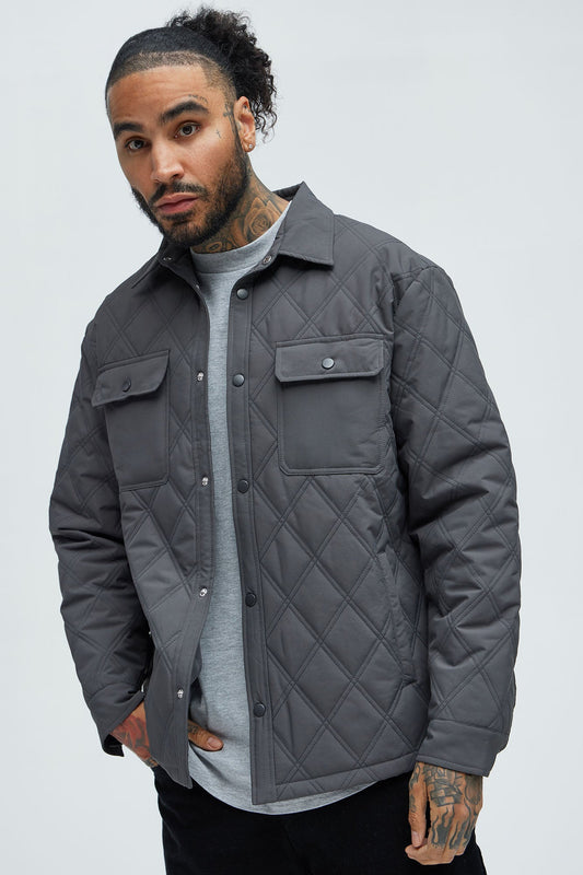 Auburn Quilted Shirt Jacket - Charcoal
