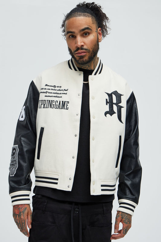 Spring Game Varsity Jacket - Cream