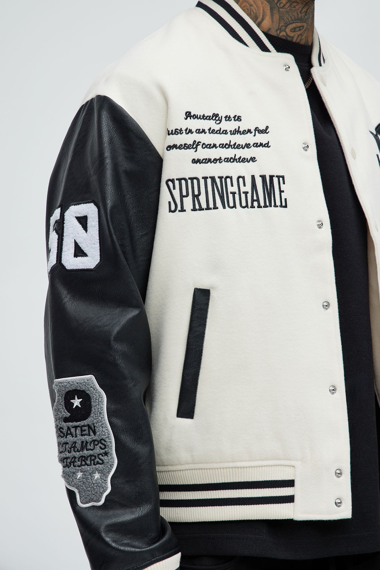 Spring Game Varsity Jacket - Cream