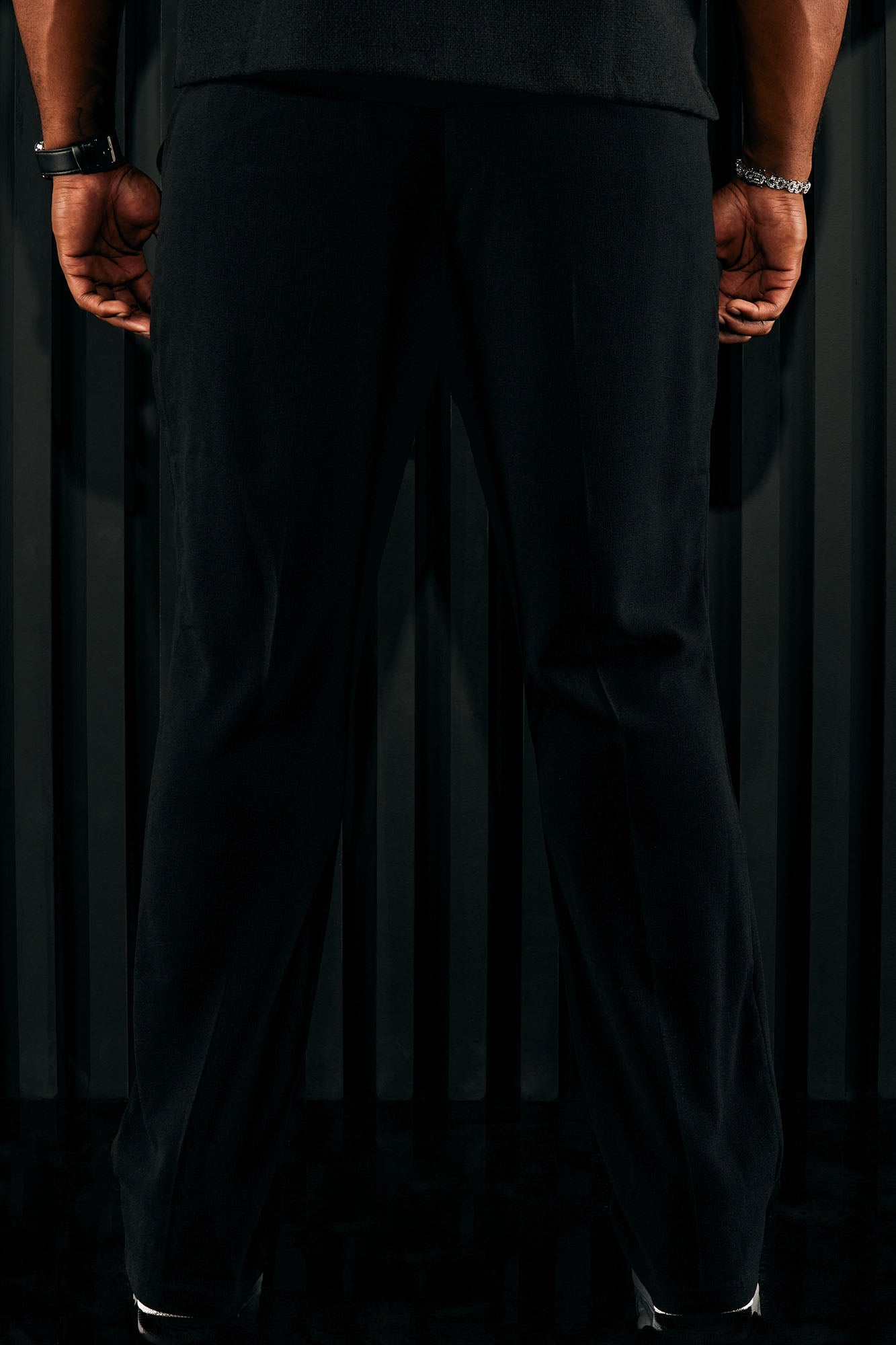 Golden Hour Slit Slim Flare Trousers - Black