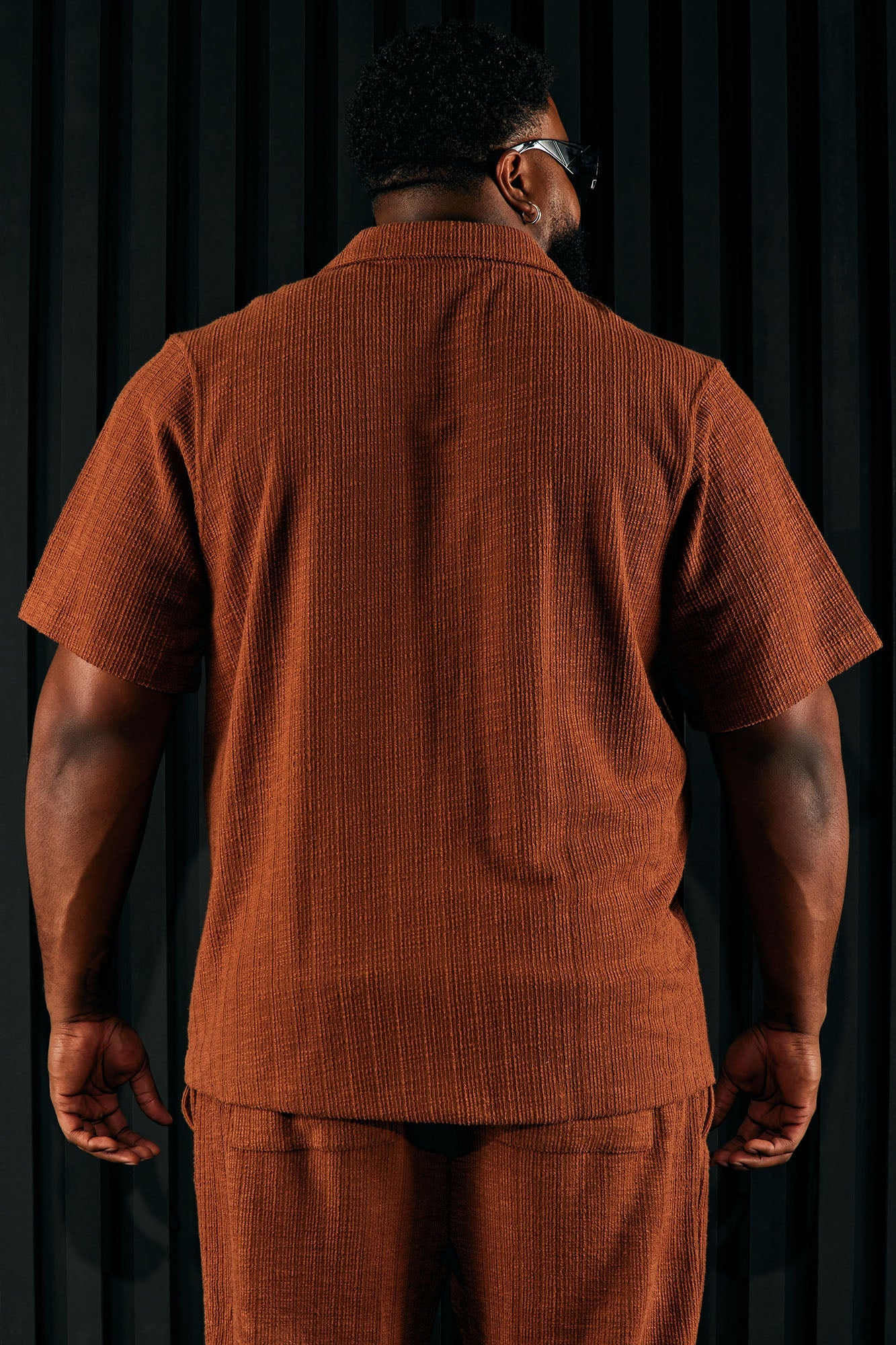 Dean Textured Short Sleeve Button Up Shirt - Chocolate